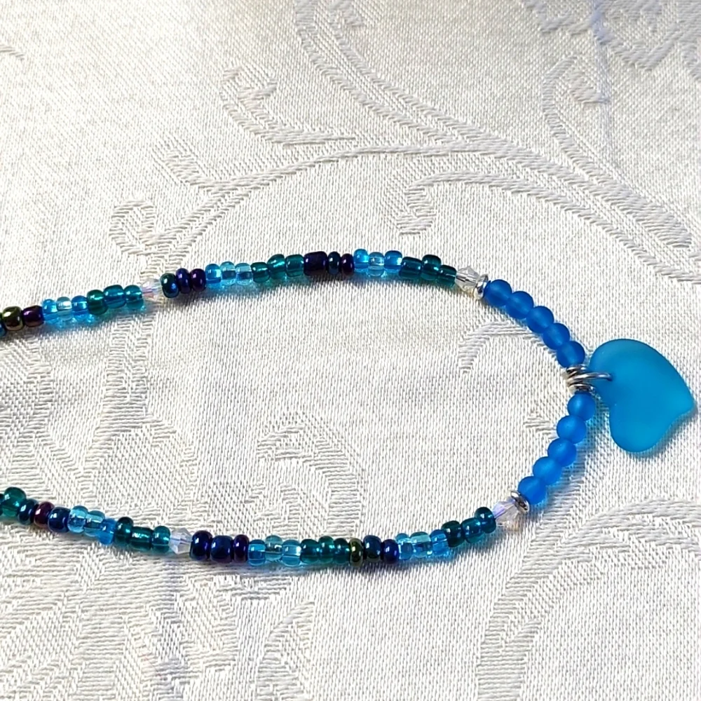 Turquoise Blue Heart Pendant Necklace with Silver Accents!